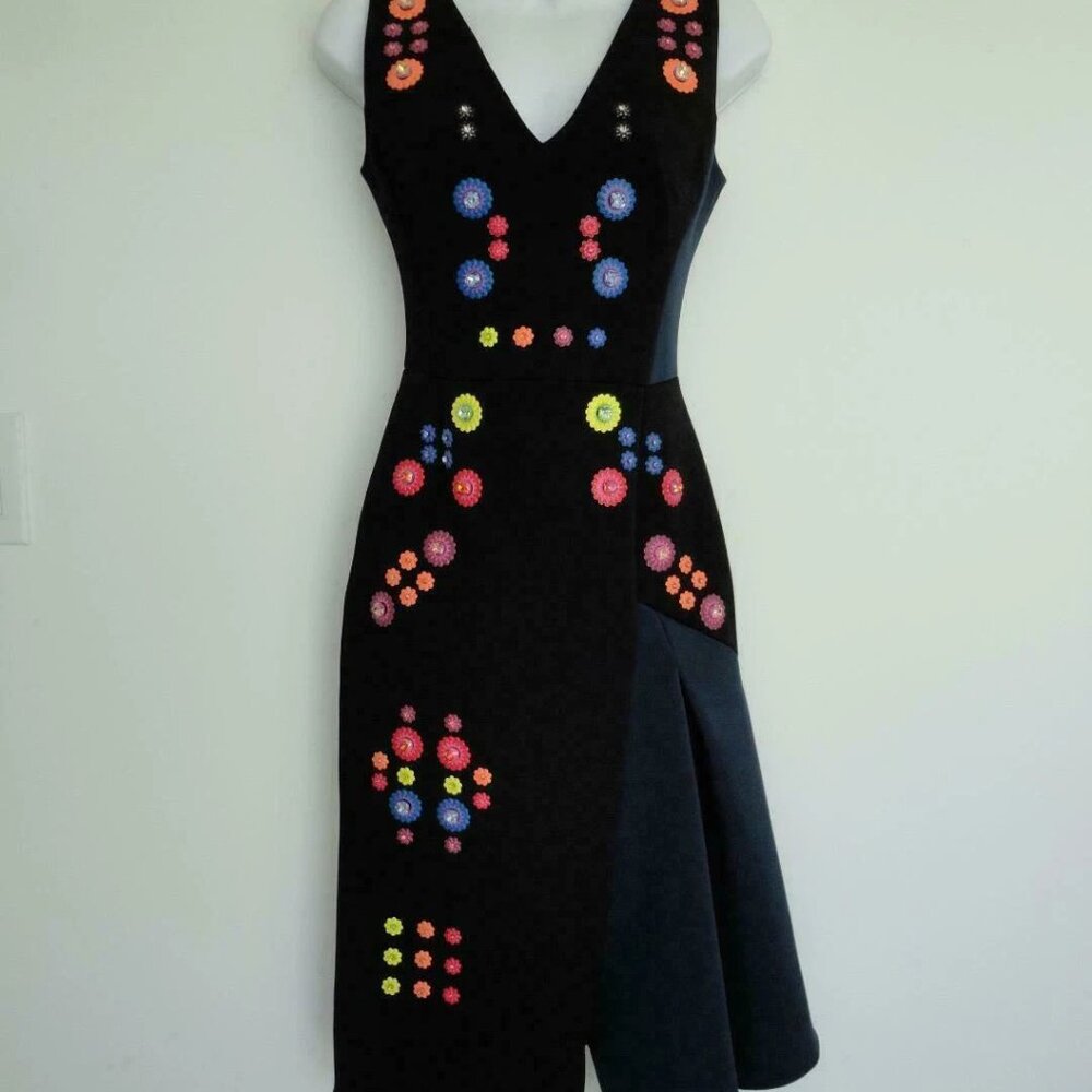 NWT PETER PILOTTO Black Navy Embellished Sleeveless Cali Dress $3070 UK 8 US 4